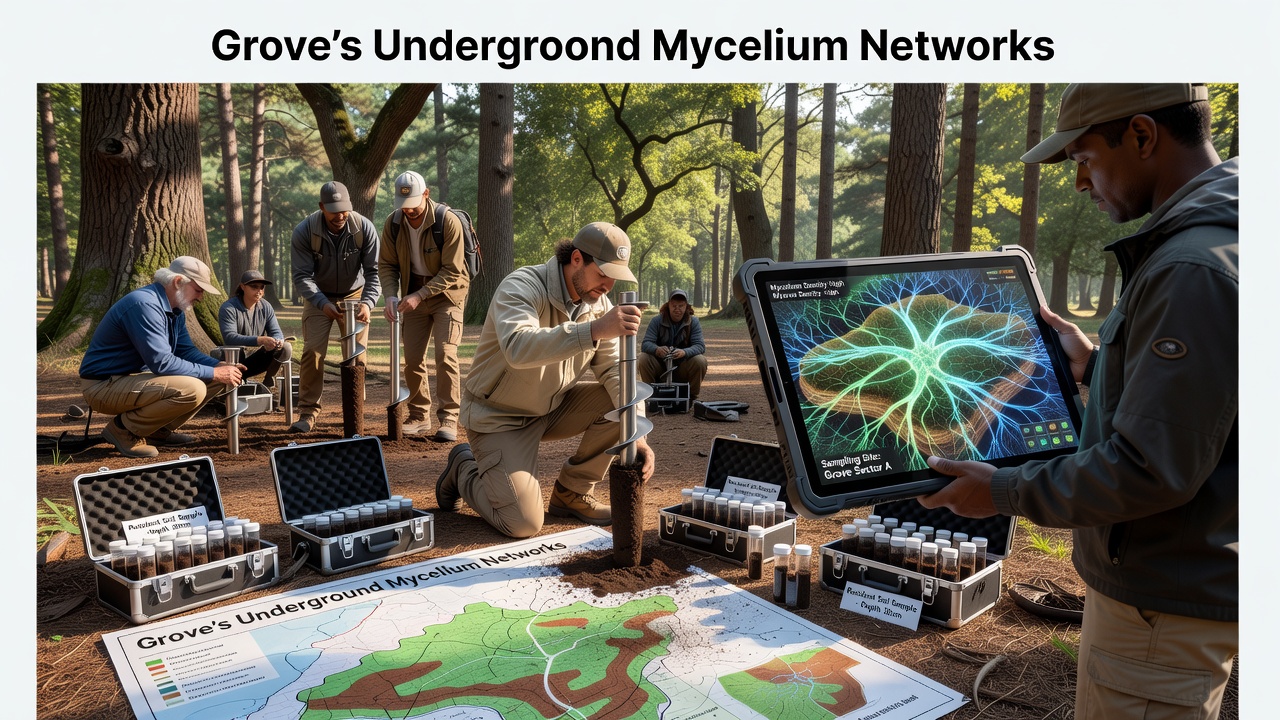 Grove's Underground Mycelium Networks Mapped Through Resident Soil Sampling Drives